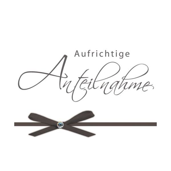 Trauer Beileid Kondolenz Midi-Beileidskarte Blumenkärtchen mit Klammer und Umschlag  Aufrichtige Anteilnahme schwarze Schleife