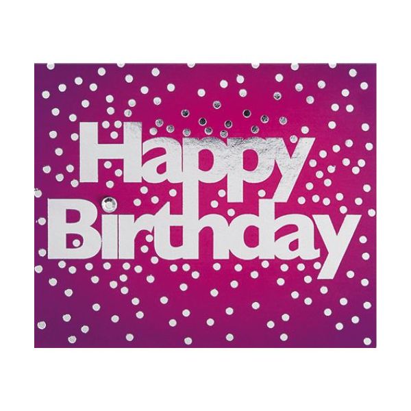 Geburtstag Happy Birthday pink Konfetti silber Midi-Glückwunschkarte Blumenkärtchen mit Klammer und Umschlag