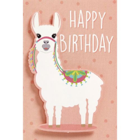 Geburtstag Happy Birthday Lama Mini-Glückwunschkarte...