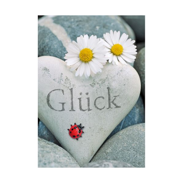 Ohne Text - Blanko - Stein mit Glück - Mini-Klammerkarte - Blumenkärtchen mit Klammer