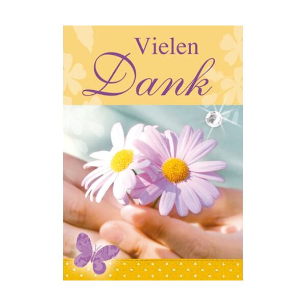 Danke Mini-Glückwunschkarte Blumenkärtchen mit Klammer und Umschlag