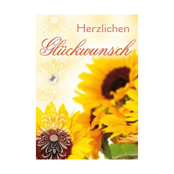Allgemeine Wünsche Herzlichen Glückwunsch Sonnenblumen Mini-Glückwunschkarte mit Klammer und Umschlag