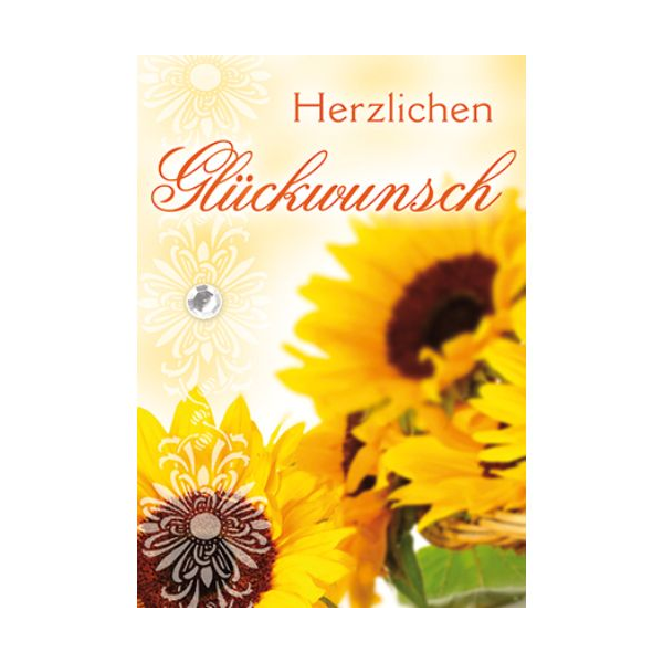 Allgemeine Wünsche Herzlichen Glückwunsch Sonnenblumen Mini-Glückwunschkarte mit Klammer und Umschlag