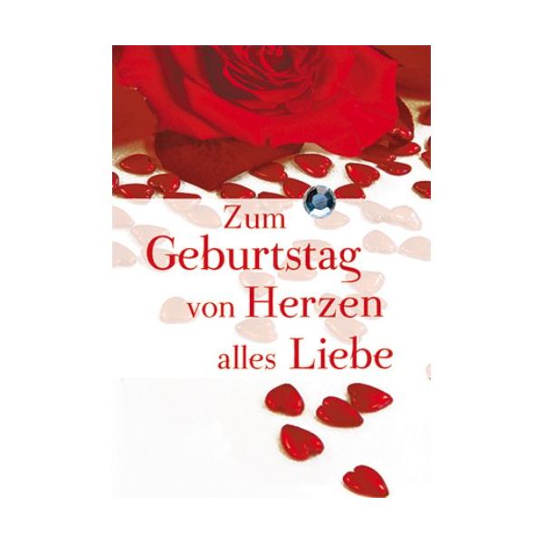 Geburtstag Zum Geburtstag von Herzen alles Liebe rote Rose Mini-Glückwunschkarte Blumenkärtchen mit Klammer