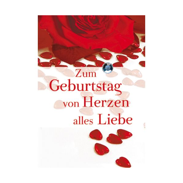 Geburtstag Zum Geburtstag von Herzen alles Liebe rote Rose Mini-Glückwunschkarte Blumenkärtchen mit Klammer