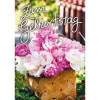 Geburtstag Zum Geburtstag Korb mit Pfingstrosen...