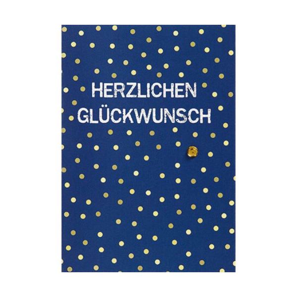 Allgemeine Wünsche Herzlichen Glückwunsch goldene Punkte Mini-Glückwunschkarte mit Klammer und Umschlag