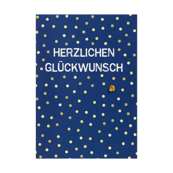 Allgemeine Wünsche Herzlichen Glückwunsch goldene Punkte Mini-Glückwunschkarte mit Klammer und Umschlag