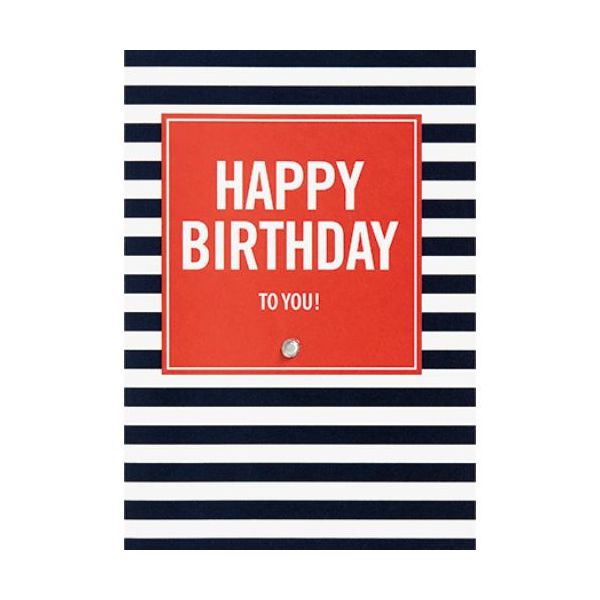 Geburtstag Happy Birthday to you! Streifen schwarz-weiß rot Mini-Glückwunschkarte Blumenkärtchen mit Klammer