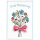 Genesung Gute Besserung Mini-Glückwunschkarte Blumenkärtchen mit Klammer   Blumenstrauß mit Schleife