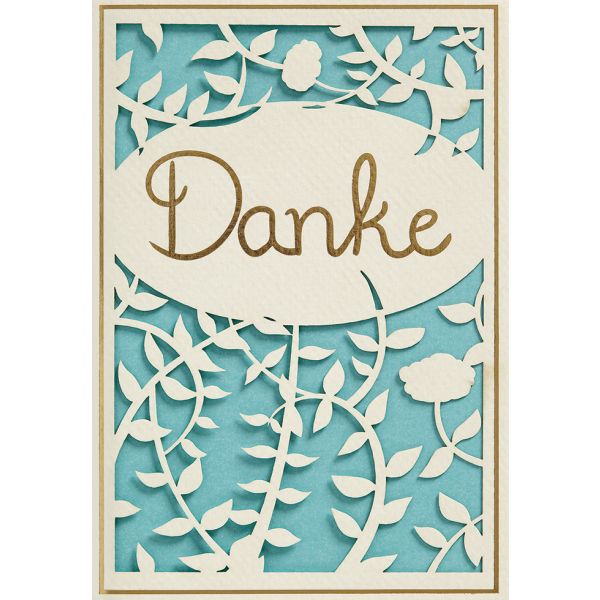 Danke Glückwunschkarte mit Umschlag Danke gestanzt Blumen