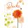 Danke unverpackte Glückwunschkarte mit Umschlag Danke Blume orange