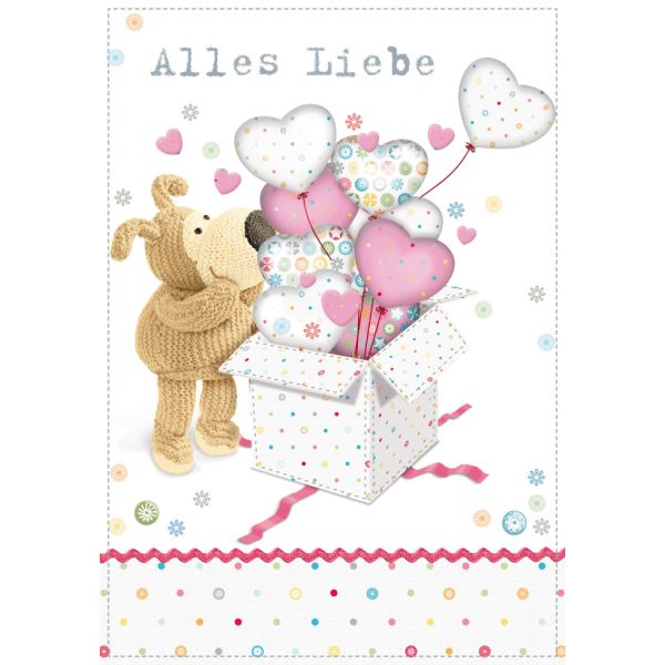 Allgemeine Wünsche bunte Herzballons Geschenk Glückwunschkarte mit Umschlag