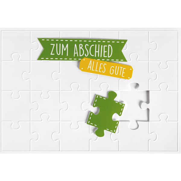 Abschied Puzzle unverpackte Glückwunschkarte mit Umschlag
