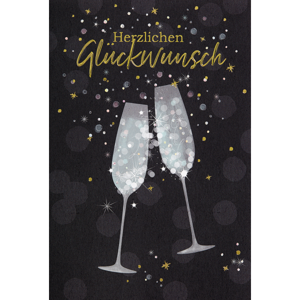 Allgemeine Wünsche Herzlichen Glückwunsch Grußkarte mit Umschlag Sektgläser