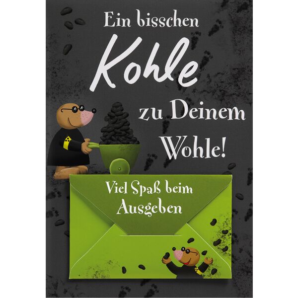 Geldkarte Glückwunschkarte mit Umschlag Bisschen Kohle zu Deinem Wohle Geldkuvert Maulwurf
