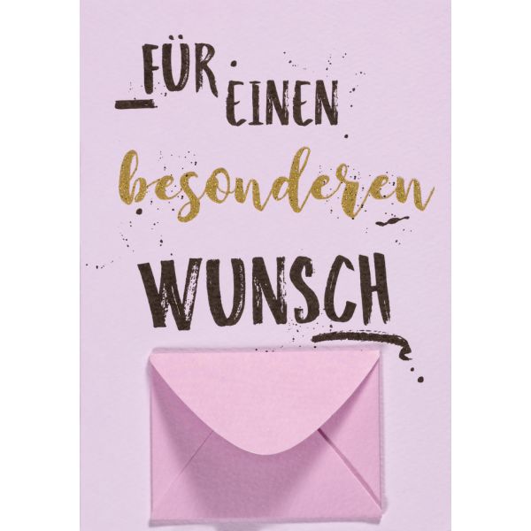 A Geldkarte Glückwunschkarte mit Umschlag und Minikuvert Pastel Collection Für einen besonderen Wunsch lila