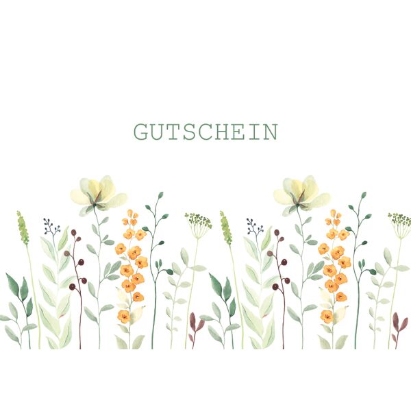 Gutschein Glückwunschkarte mit Umschlag zarte Blumen querformat