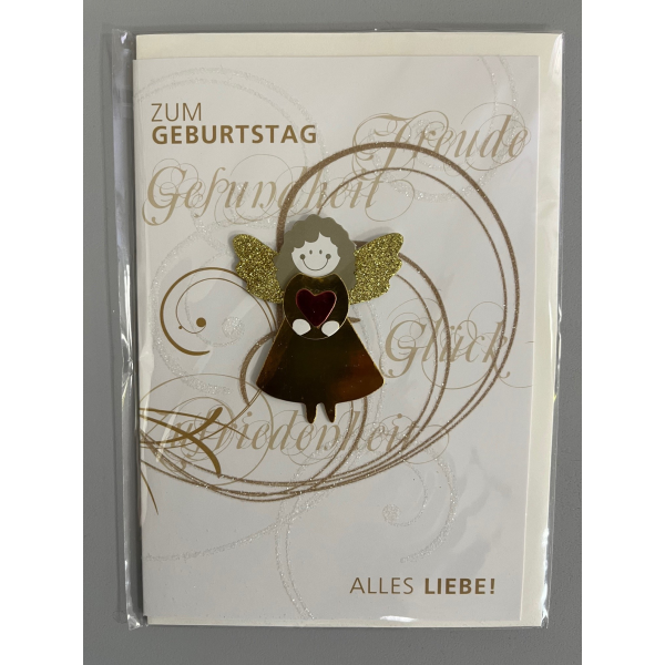Geburtstagstagskarte mit Umschlag Schutzengel zum Geburtstag Freude Glück Zufriedenheit