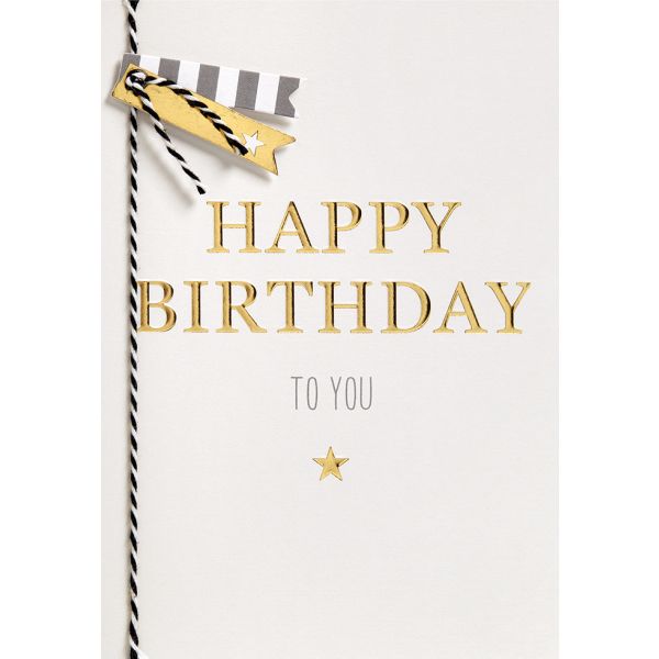 Geburtstag unverpackte Glückwunschkarte mit Umschlag  Happy Birthday to you gold Stern