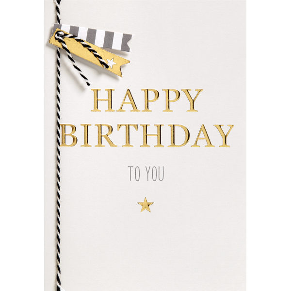 Geburtstag unverpackte Glückwunschkarte mit Umschlag  Happy Birthday to you gold Stern