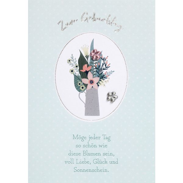 Geburtstag unverpackte Glückwunschkarte mit Umschlag  Zum Geburtstag Blumenstrauß und Spruch