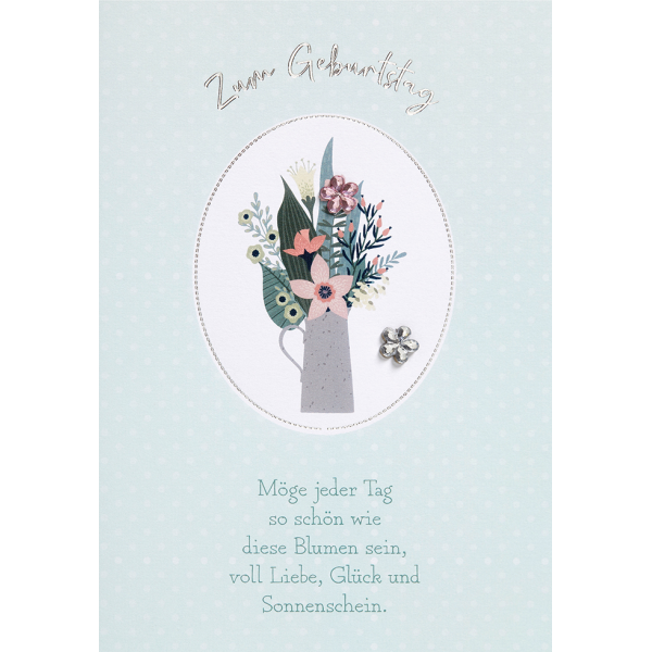 Geburtstag unverpackte Glückwunschkarte mit Umschlag  Zum Geburtstag Blumenstrauß und Spruch