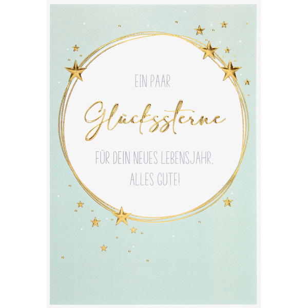 Geburtstag unverpackte Glückwunschkarte mit Umschlag  Ein paar Glückssterne für dein neues Lebensjahr