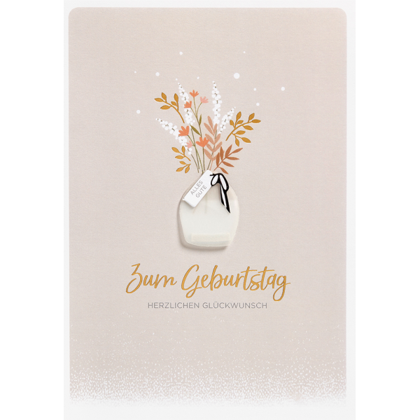 Geburtstag unverpackte Glückwunschkarte mit Umschlag  Zum Geburtstag herzlichen Glückwunsch Blumen in Vase