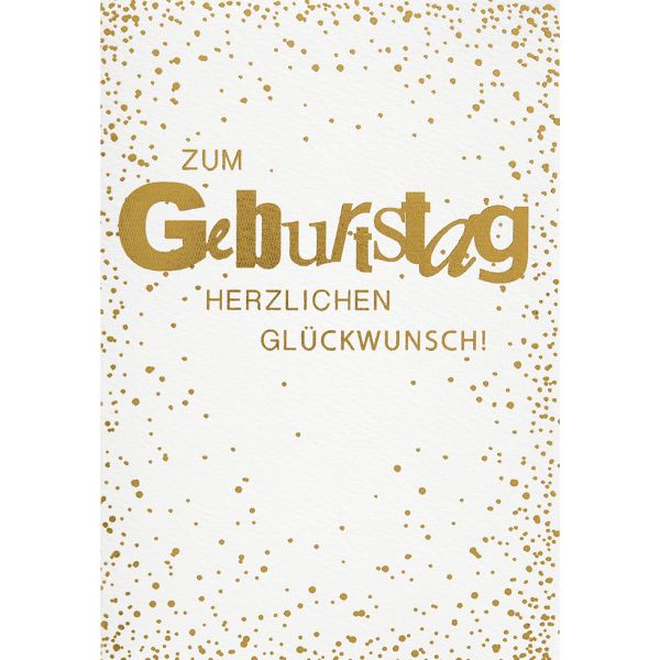Geburtstag unverpackte Glückwunschkarte mit Umschlag  Zum Geburtstag herzlichen Glückwunsch gold