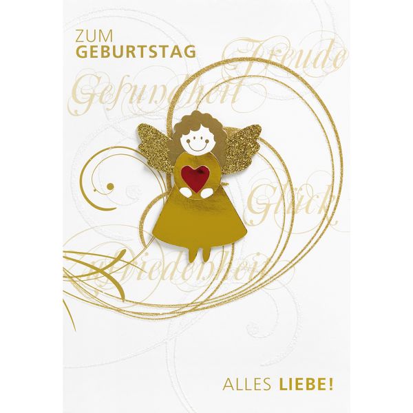 Geburtstag unverpackte Glückwunschkarte mit Umschlag  Zum Geburtstag alles Liebe Schutzengel