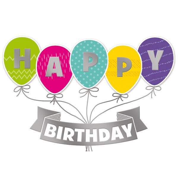 Geburtstagskarte Glückwunschkarte mit Umschlag bunte Luftballons Happy Birthday