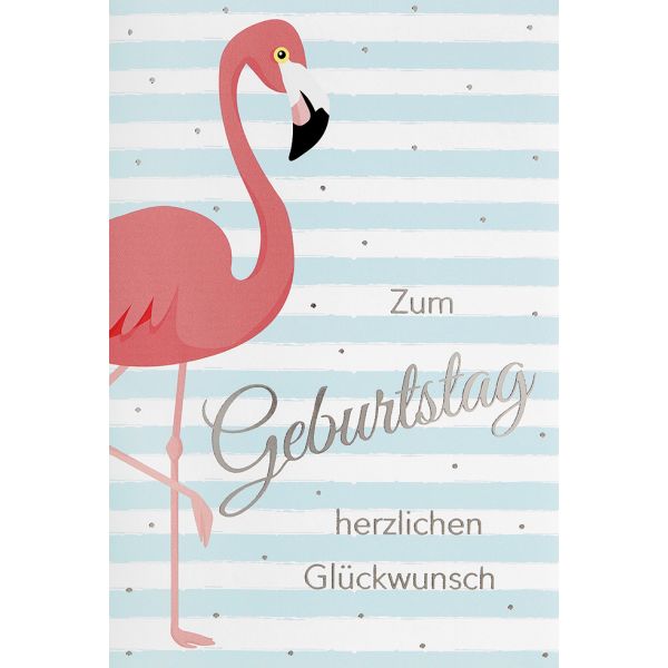 Geburtstag unverpackte Glückwunschkarte mit Umschlag  Zum Geburtstag herzlichen Glückwunsch Flamingo