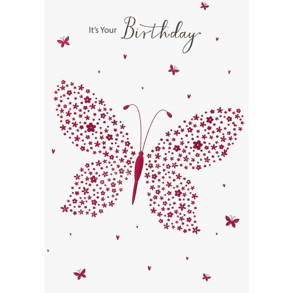 Geburtstag unverpackte Glückwunschkarte mit Umschlag  Its your Birthday Schmetterling aus Blumen
