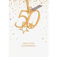 50. Geburtstag Sterne unverpackte Glückwunschkarte...