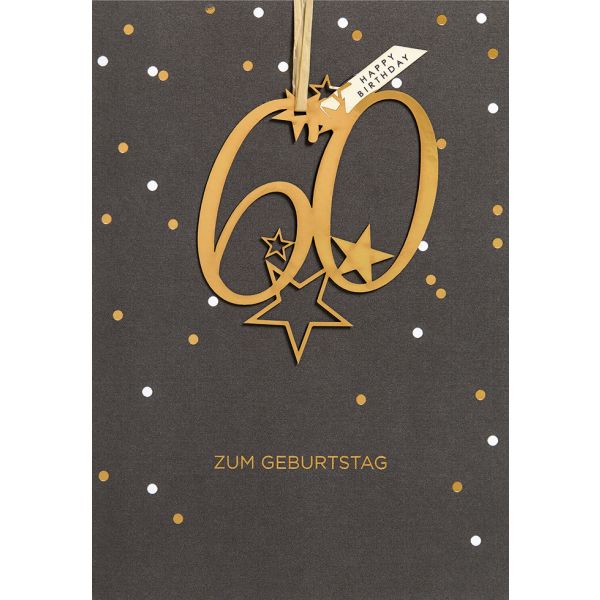 60. Geburtstag Sterne unverpackte Glückwunschkarte mit Umschlag