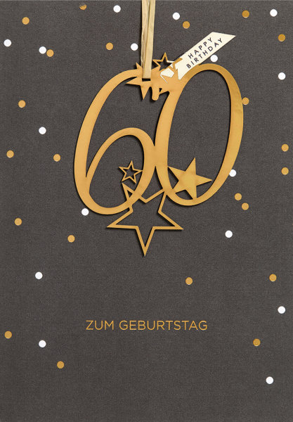 60. Geburtstag - Unverpackt - Glückwunschkarte im Format 11,5x17cm mit Umschlag – plastikfrei verpackt