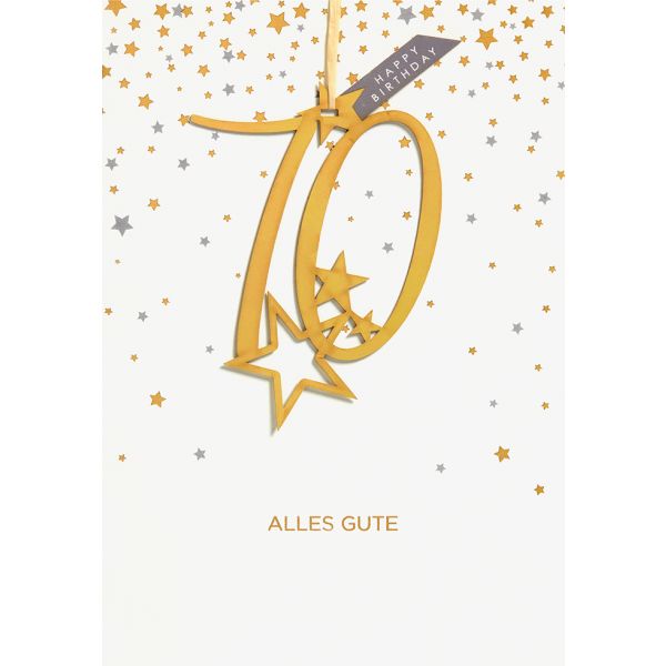 70. Geburtstag Sterne unverpackte Glückwunschkarte mit Umschlag