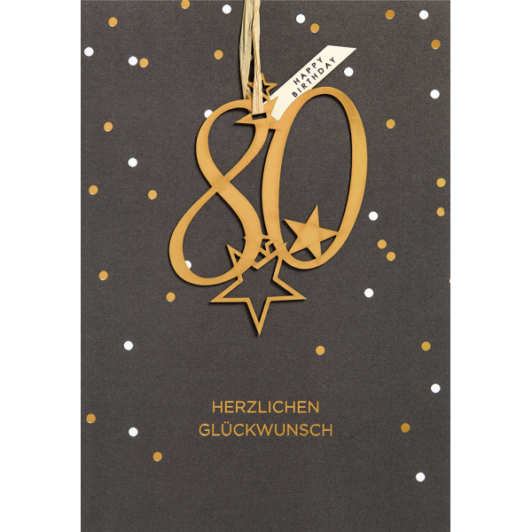 Geburtstagskarte Zum 80. Geburtstag – Hochwertig Mit Umschlag | 14x21,6 Cm, Viel Platz Für Persönliche Wünsche