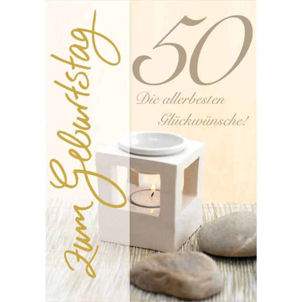 50. Geburtstag Die allerbesten Glückwünsche Teelicht Glückwunschkarte mit Umschlag