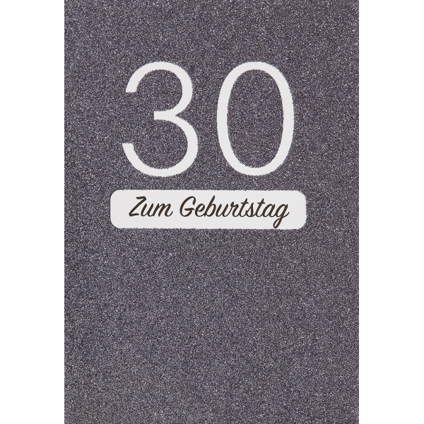 30. Geburtstag Zum Geburtstag Glitzer grau Glückwunschkarte mit Umschlag