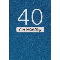 40. Geburtstag Glückwunschkarte mit Umschlag blau...