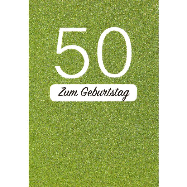 50. Geburtstag Zum Geburtstag Glitzer grün Glückwunschkarte mit Umschlag