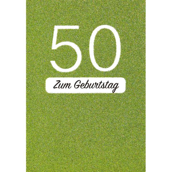 50. Geburtstag Zum Geburtstag Glitzer grün Glückwunschkarte mit Umschlag