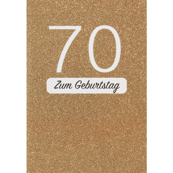 70. Geburtstag 70 Glitzer gold Glückwunschkarte mit Umschlag