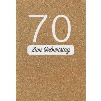 70. Geburtstag 70 Glitzer gold Glückwunschkarte mit...
