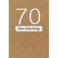 70. Geburtstag 70 Glitzer gold Glückwunschkarte mit...