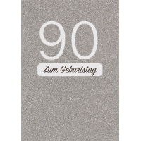 90. Geburtstag 90 silber Glitzer Glückwunschkarte...