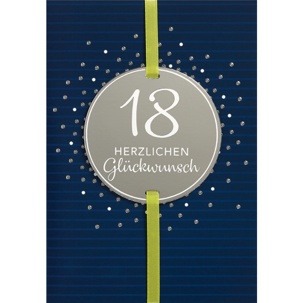 18. Geburtstag Volljährigkeit Herzlichen Glückwunsch silberne Punkte Glückwunschkarte mit Umschlag