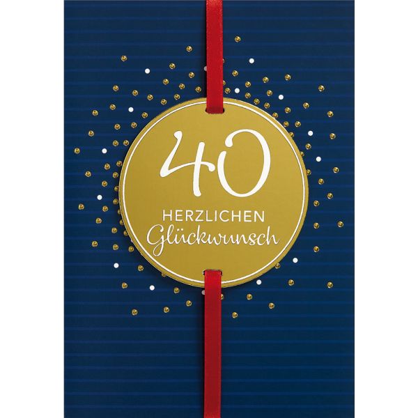 40. Geburtstag Herzlichen Glückwunsch goldene Punkte Glückwunschkarte mit Umschlag